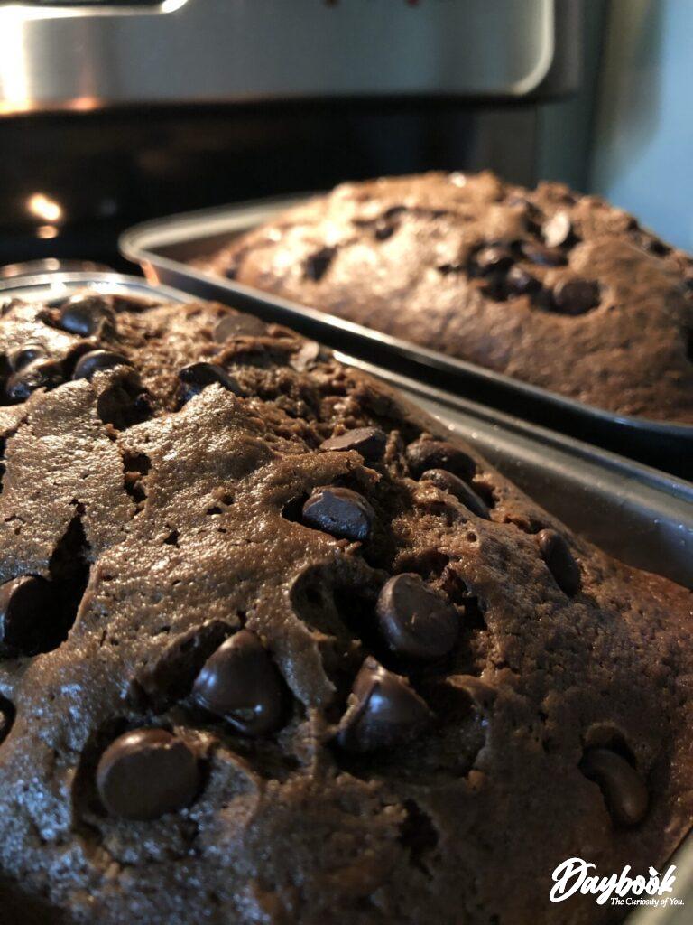 two loaves of double chocolate zucchini bread