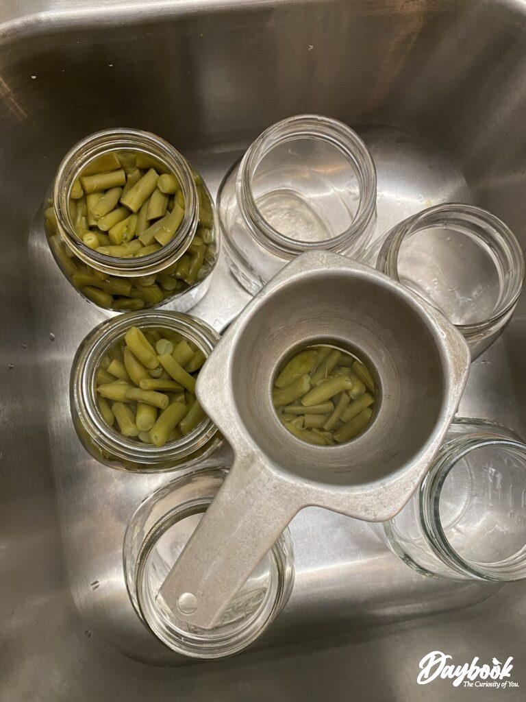 Mason jars for canning green beans