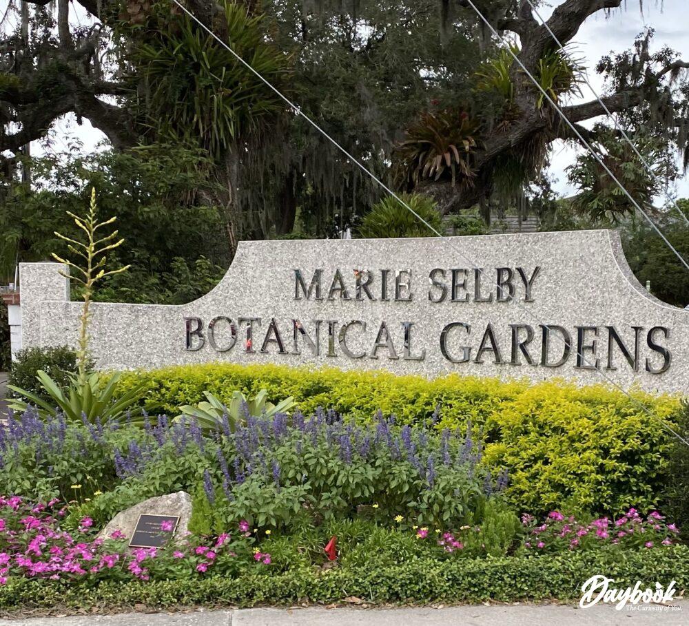 The entrance sign to The Marie Selby Botanical Gardens.