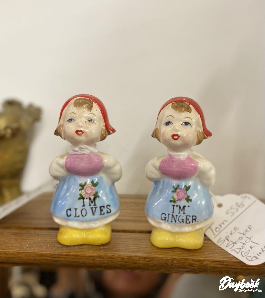 Two girl maiden salt and pepper shakers