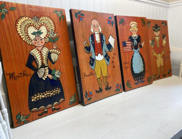 4 americana folkart paintings on wood