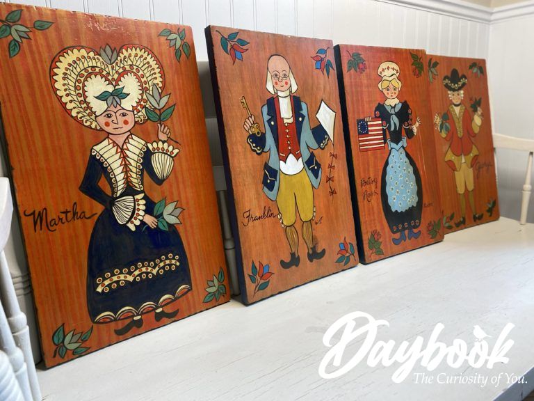4 americana folkart paintings on wood