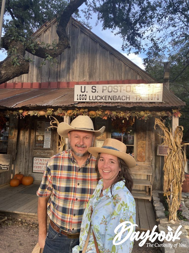 John and Kristy in front of the Luckenbach post office