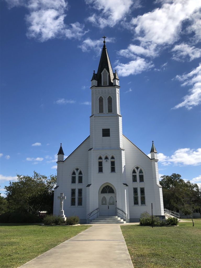 A historical local German church in Schulenburg, Texas that is part of the Painted Church Tour.