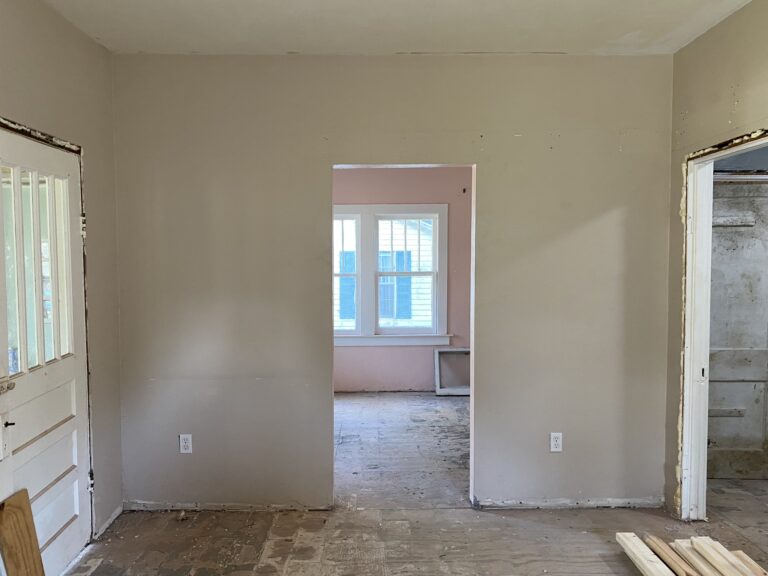 A view of an open room in a vacant house