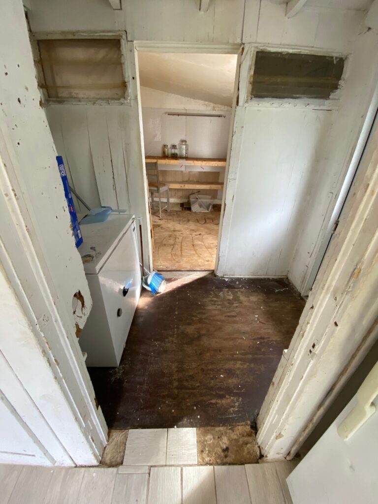 The inside of a run down 1940s cottage in Florida