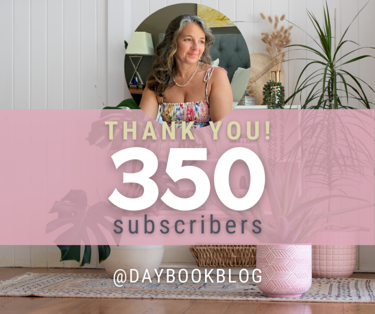 Image of Daybook blogger celebrating 350 subscribers